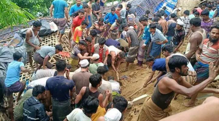 উখিয়া রোহিঙ্গা ক্যাম্পে পাহাড়ধস: ৫ শিশুর মরদেহ উদ্ধার, মাদ্রাসায় আটকা প্রায় ৩০ শিশু