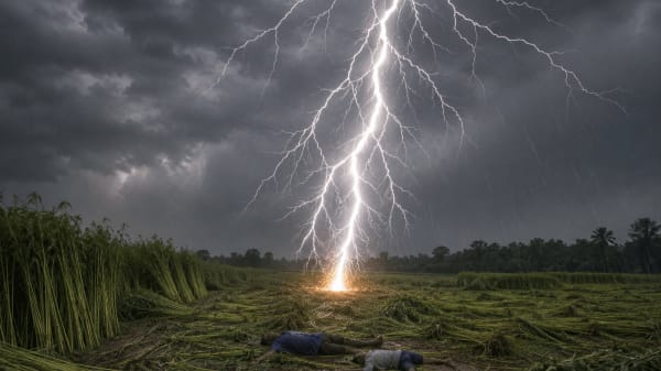 বজ্রপাতের অভিশপ্ত সকাল: একসাথে দুনিয়া ছাড়লেন বাবা-ছেলে!