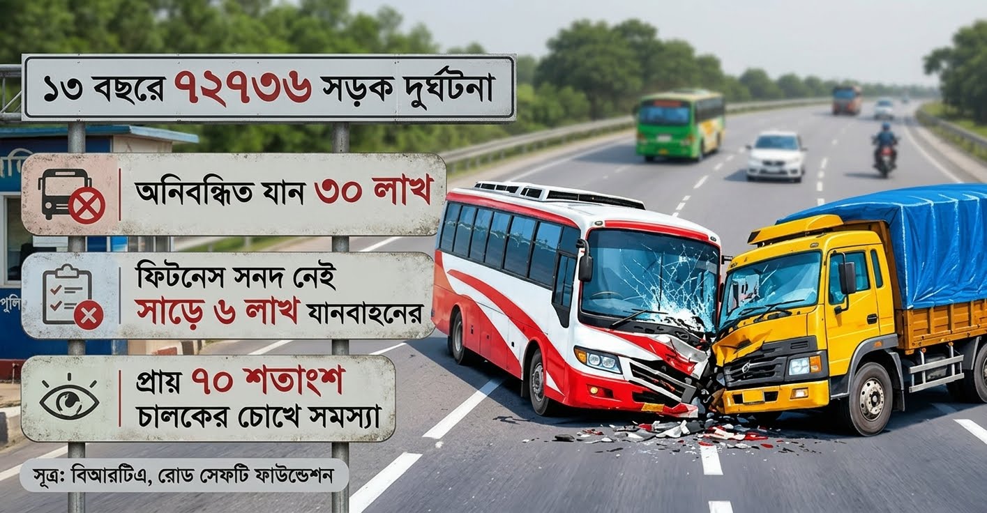 ফিটনেসবিহীন গাড়ি ও অসুস্থ চালক, সড়কে মৃত্যুর মিছিল থামবে কবে?