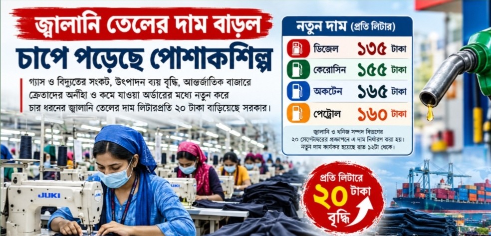 জ্বালানির দাম বৃদ্ধিতে পোশাকশিল্পে বাড়ল টিকে থাকার চাপ