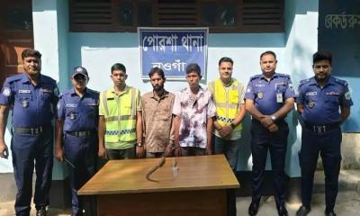 পোরশায় পূজার ছুটিতে বাড়ি ফেরার পথে দস্যুতা, ২৪ ঘণ্টায় শনাক্ত ২ জন গ্রেপ্তার