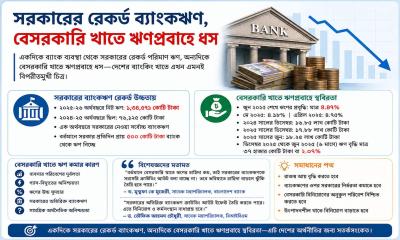 সরকারের রেকর্ড ব্যাংকঋণ, বেসরকারি খাতে ঋণপ্রবাহে ধস