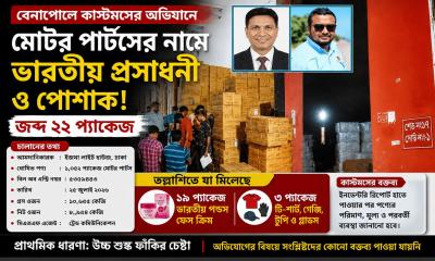 মোটর পার্টসের নামে ভারতীয় প্রসাধনী! বেনাপোলে কাস্টমসের হাতে ২২ প্যাকেজ
